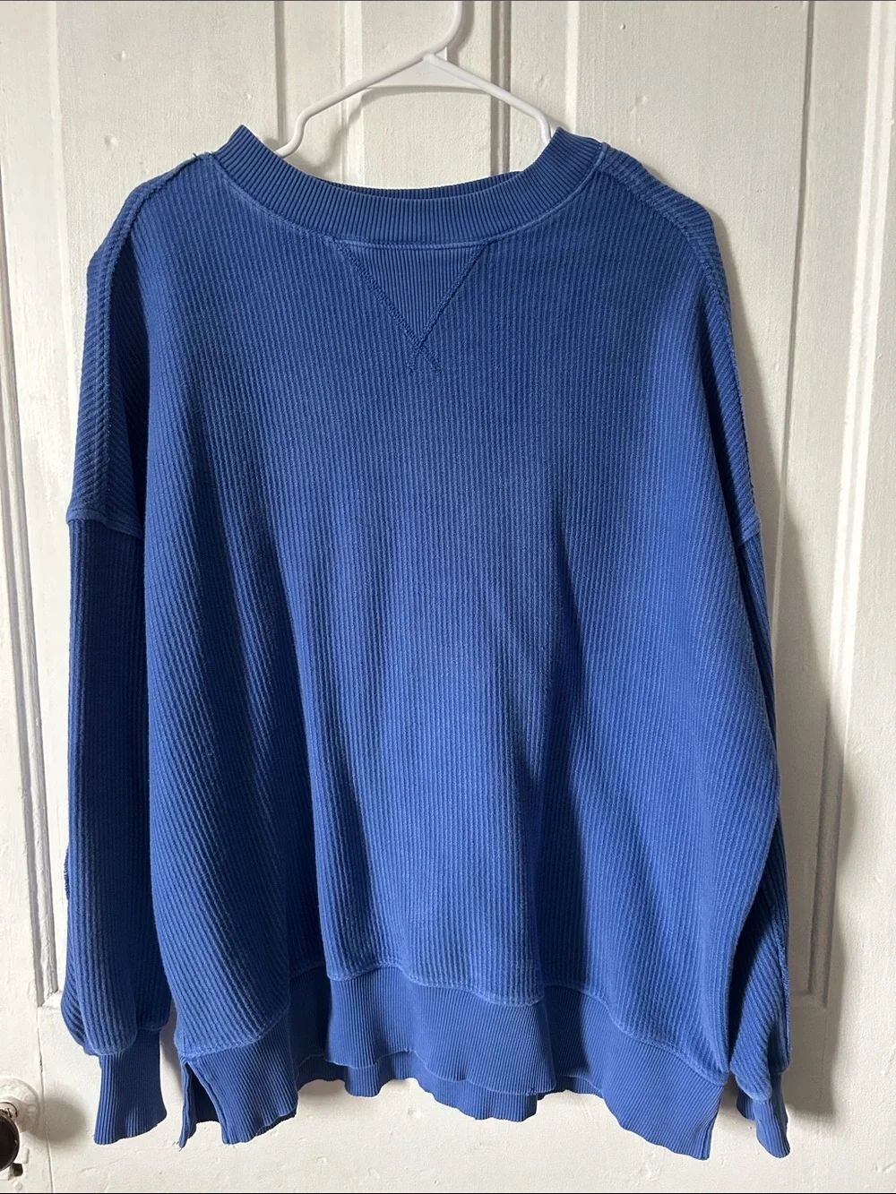 aerie Ribbed Cobalt Blue Crewneck Sweater - Picture 2 of 5